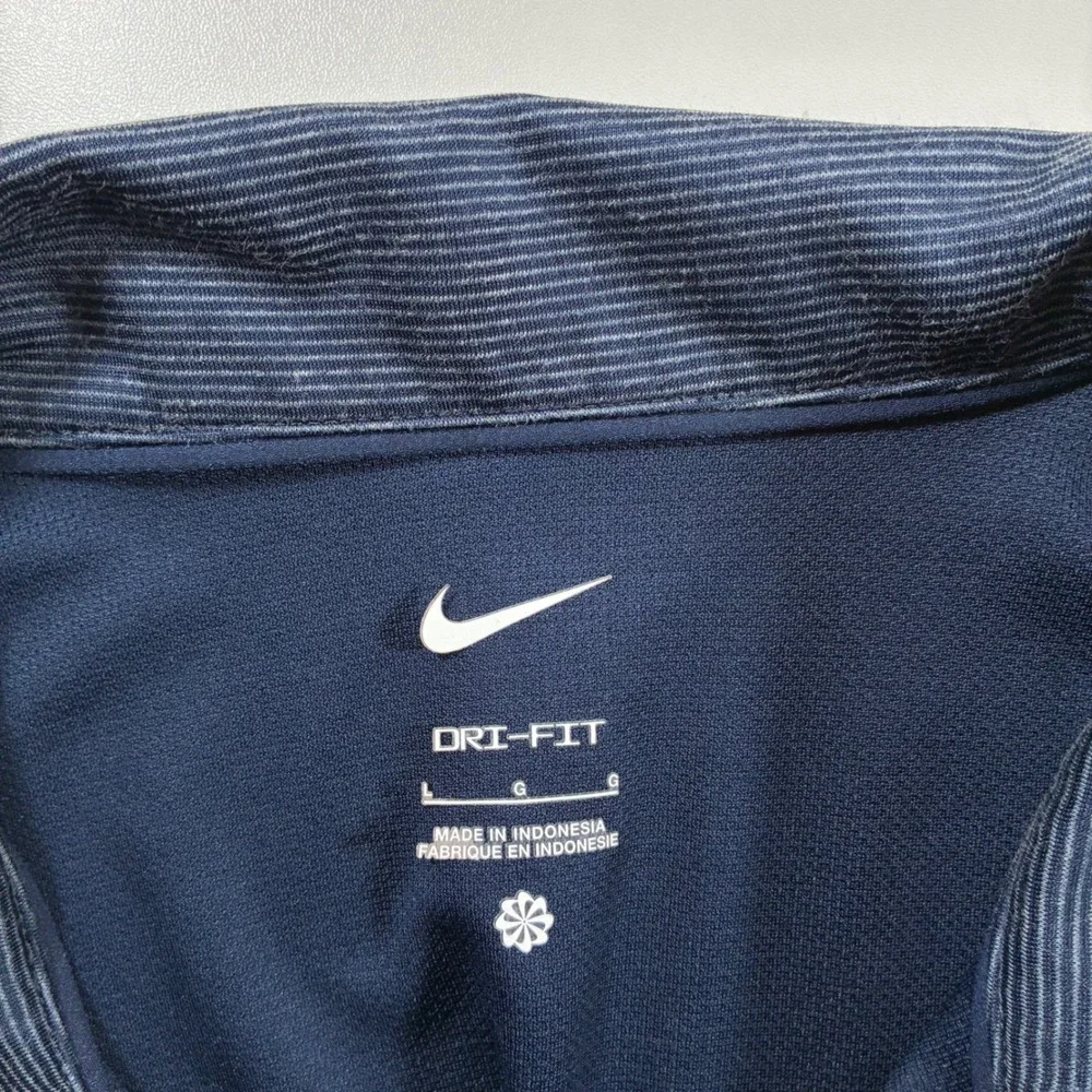 Ole Miss Rebels Nike Polo Large Navy Blue Dri-FIT Heathered Stripe M51959